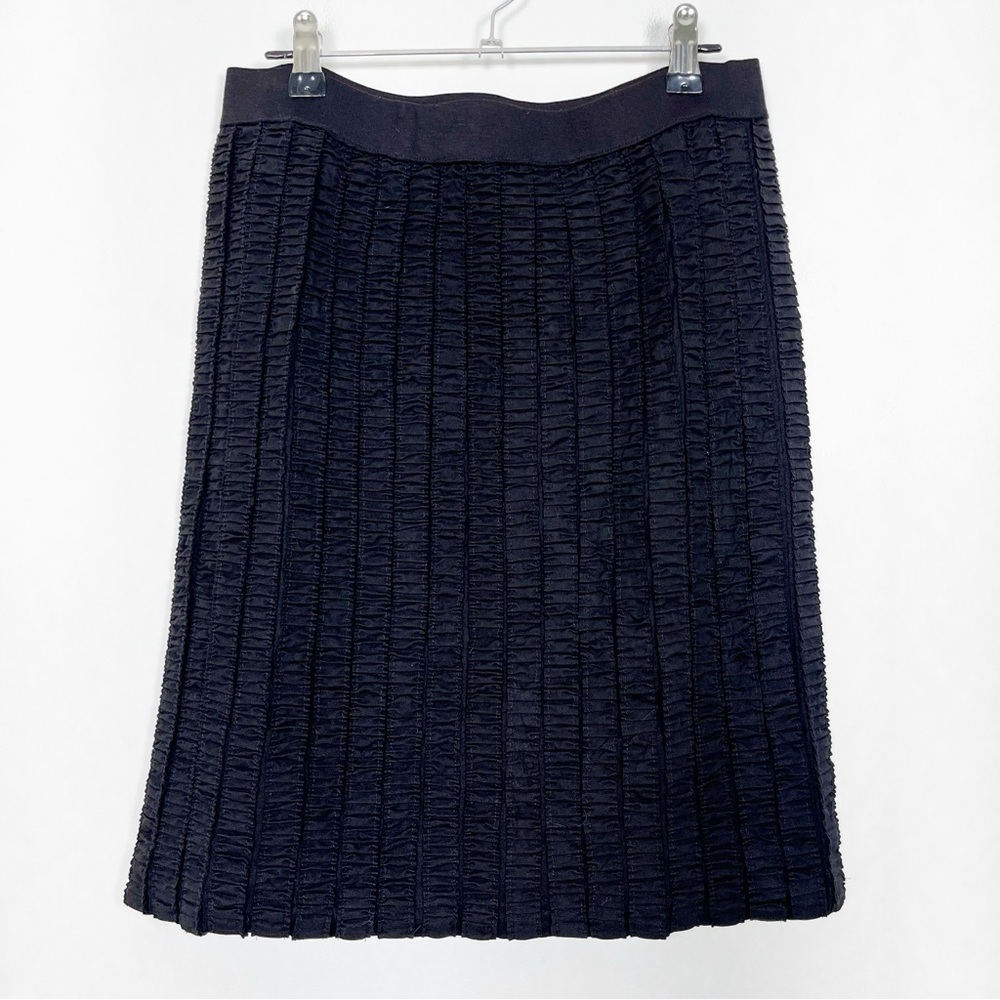Club Monaco Black Crinkle Slip-On Pleated Pencil Skirt‎ Size 8